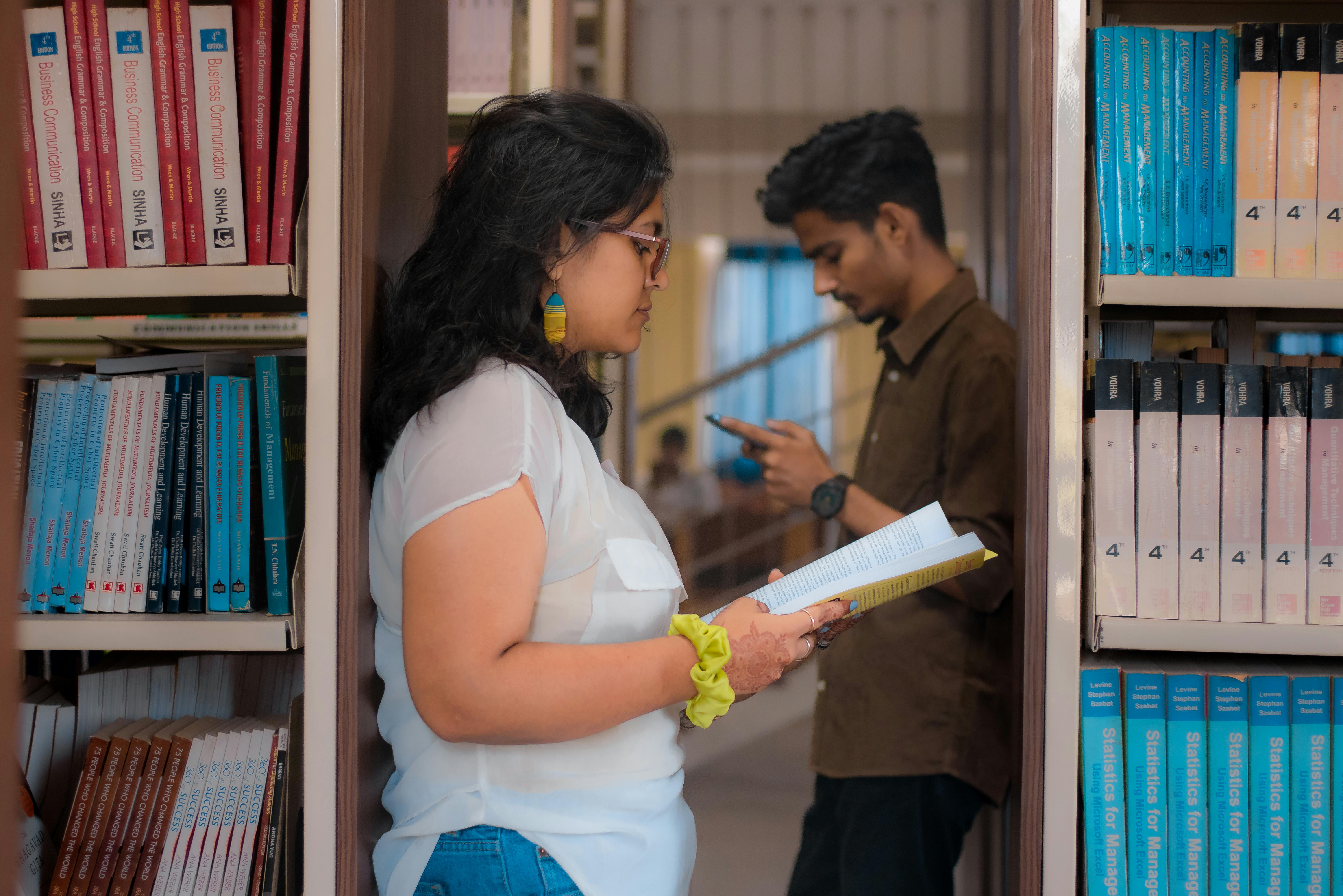 Students preparing in library